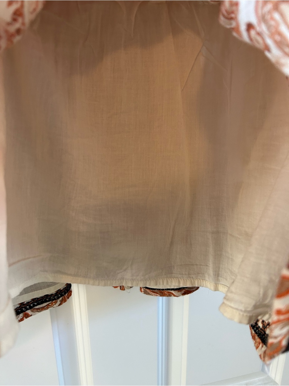 Anthropologie Cream & Rust Paisley Scoop-Neck Peplum Top - Picture 6 of 12